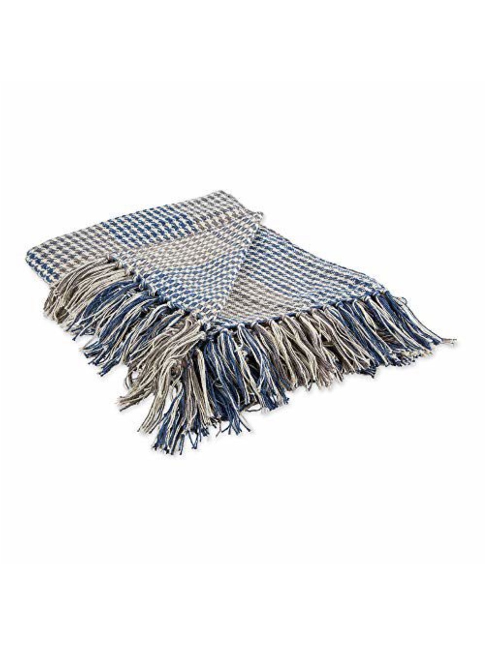 NEW DII California Casual Houndstooth Woven Throw, French Blue & Gray, 50x60